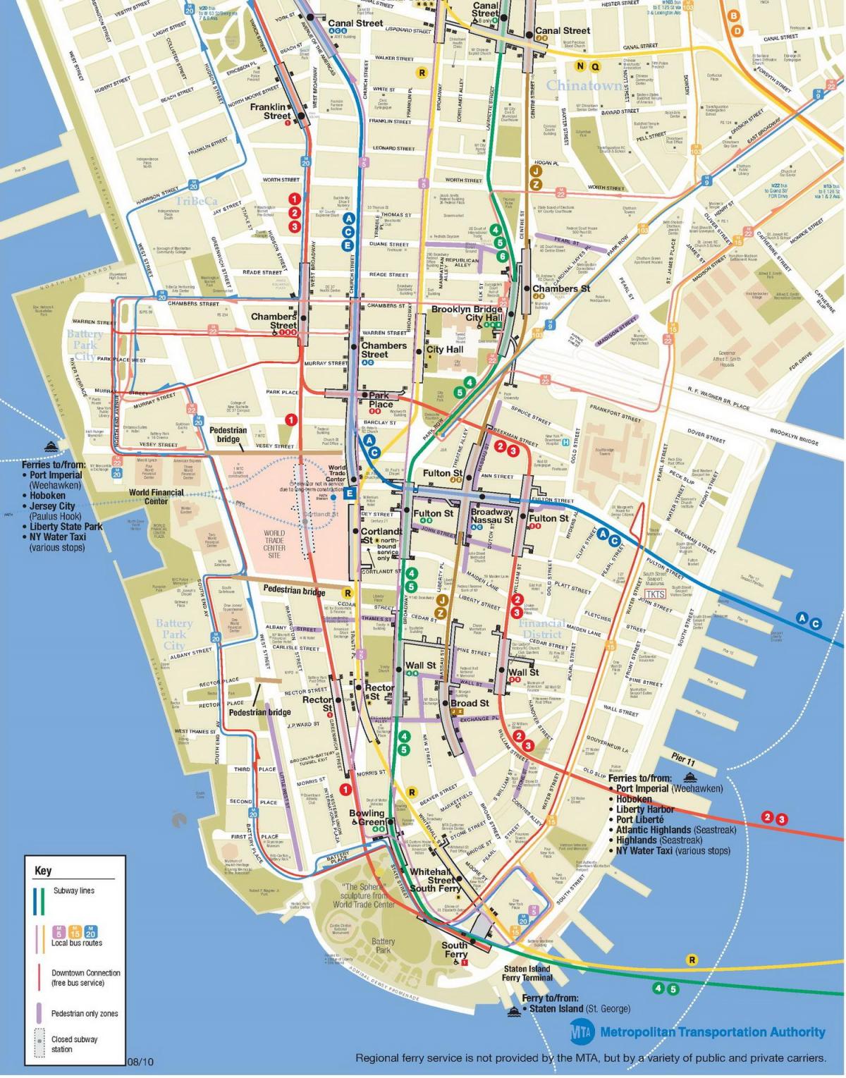 imprimible mapa del centro de la Ciudad de Nueva York