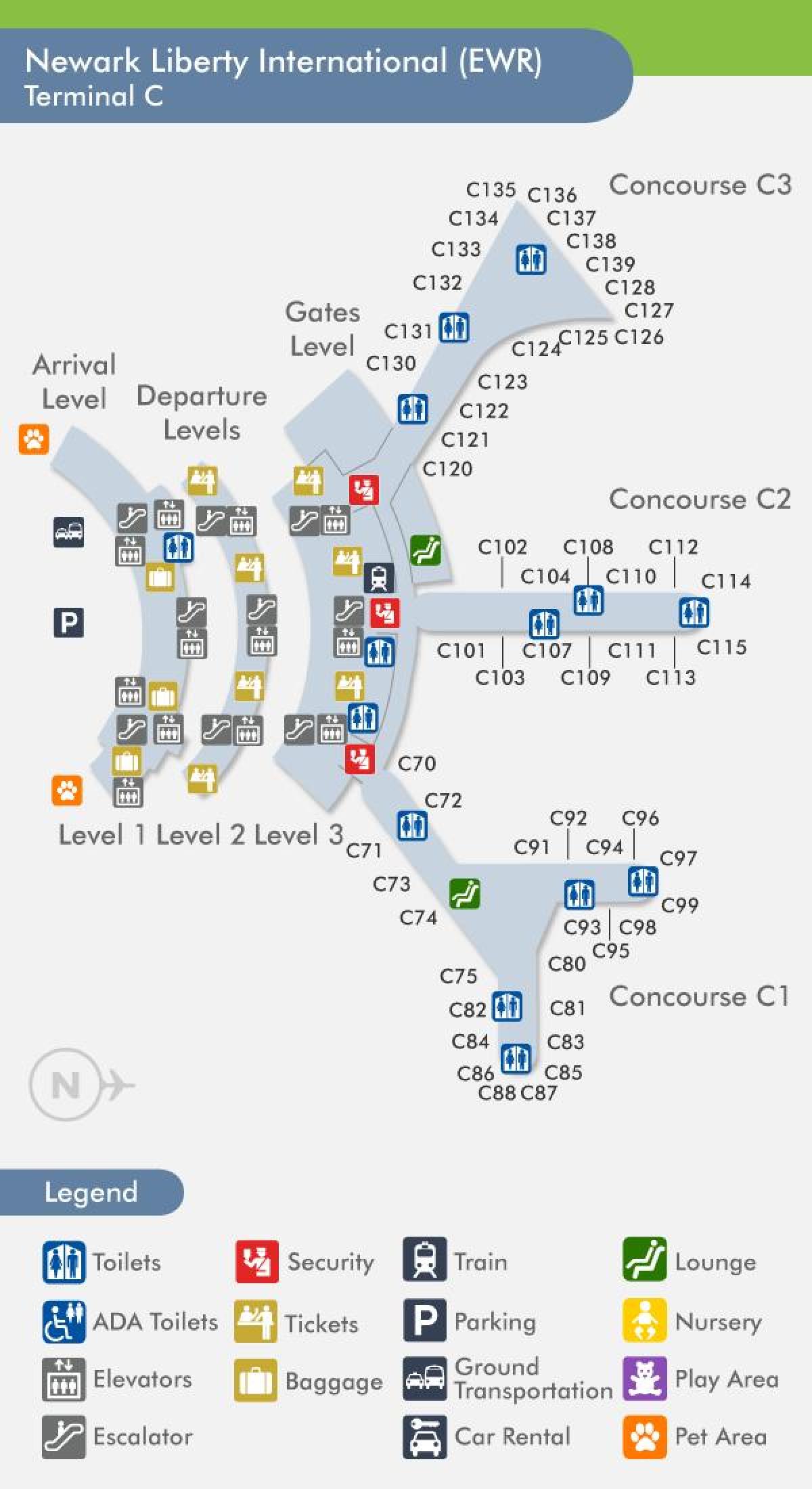 mapa de Newark terminal c