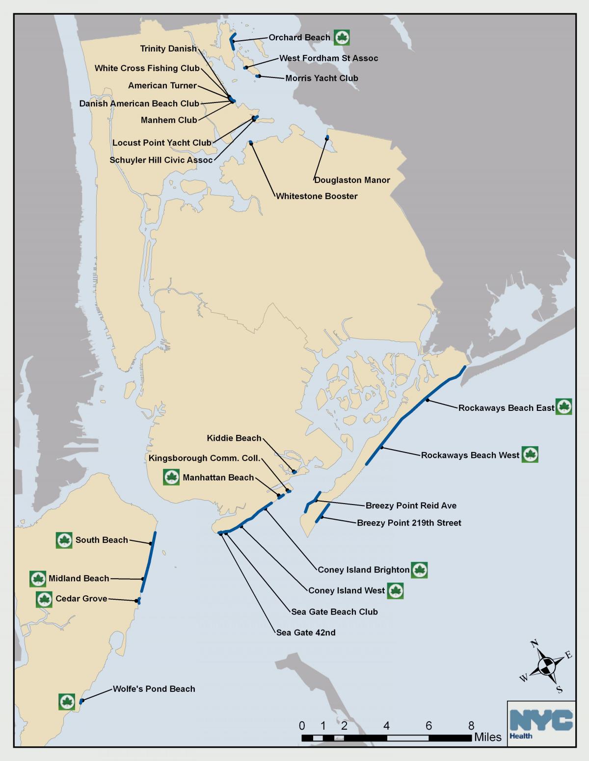 La Ciudad de nueva York playas mapa