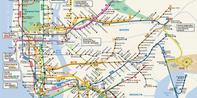 La Ciudad de nueva York mapa de trenes de Nueva York líneas de tren