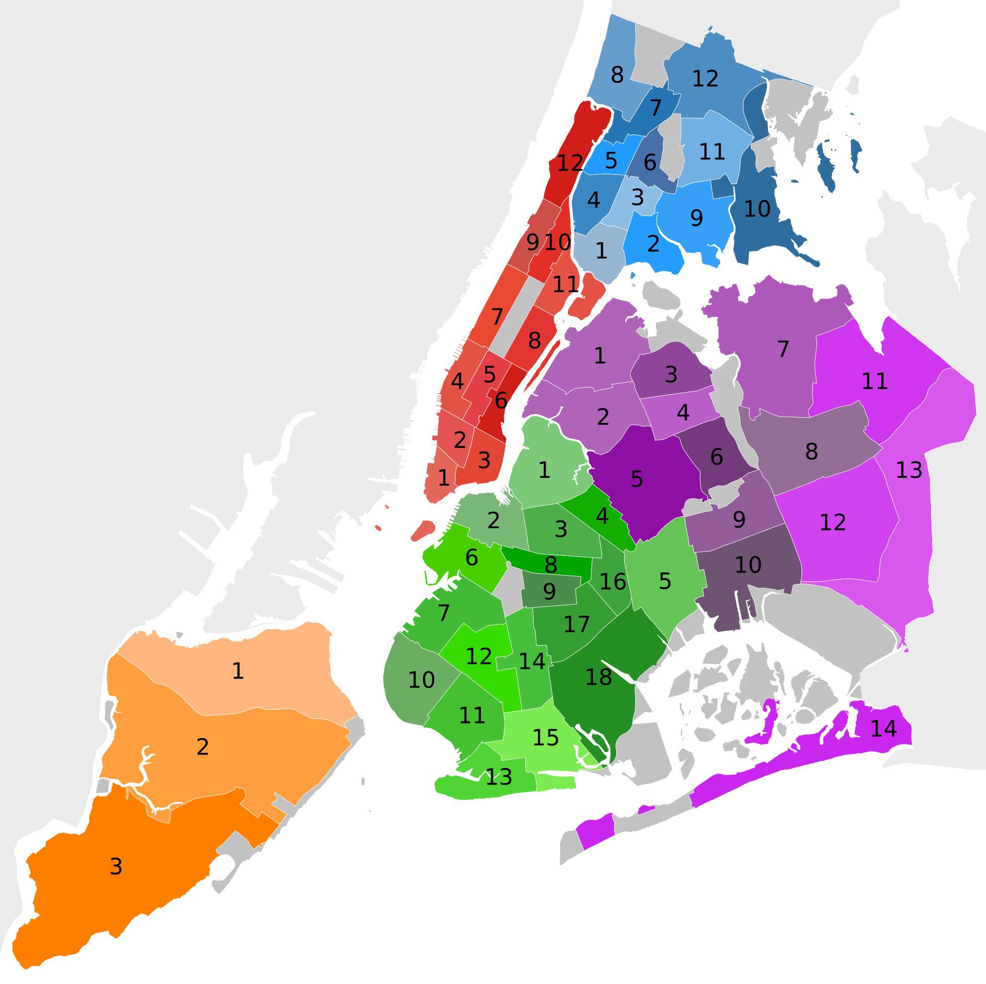 La Ciudad De Nueva York Mapa Del Distrito De 