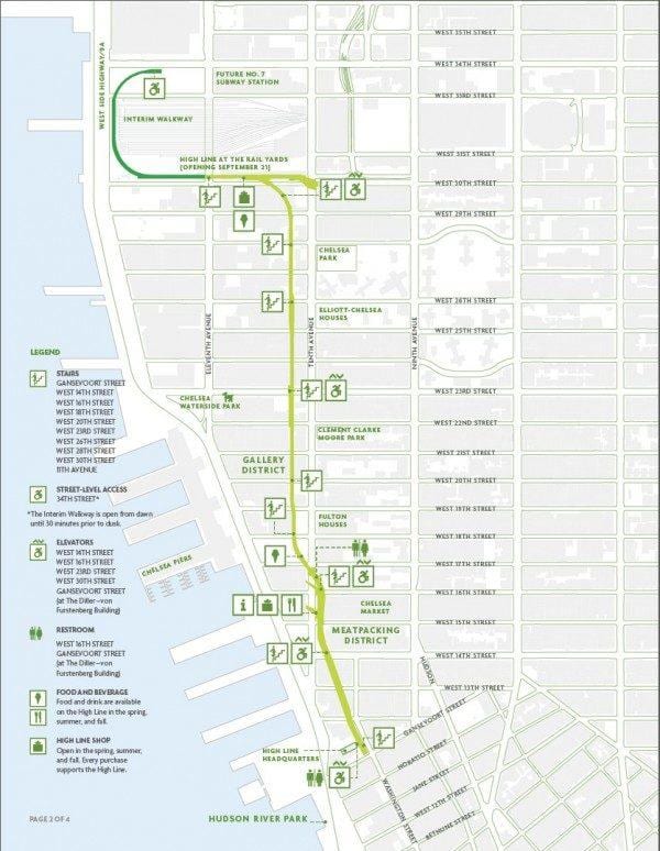 high line de Nueva York mapa