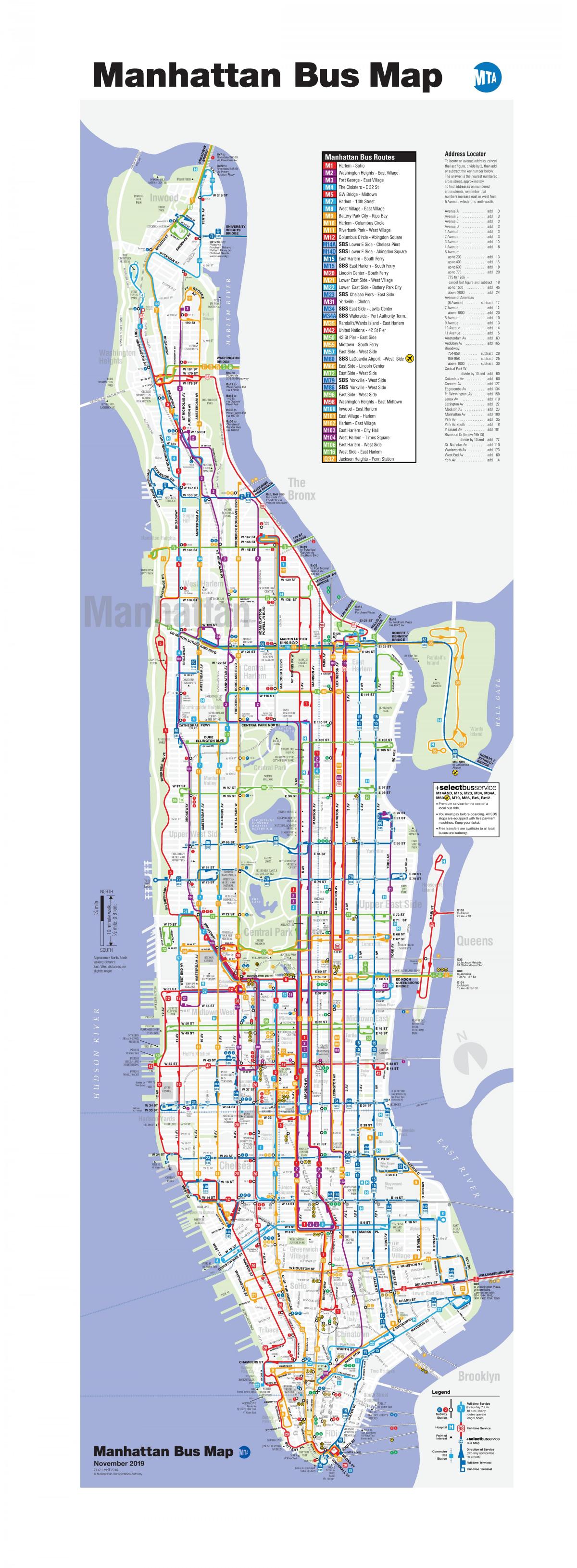 Mapa de ruta de autobús de la MTA