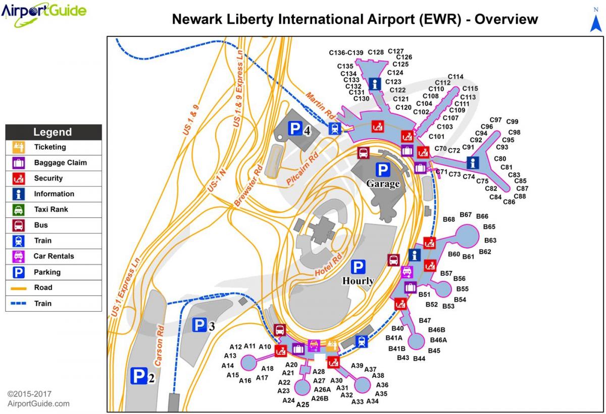 Nueva York (EWR aeropuerto mapa