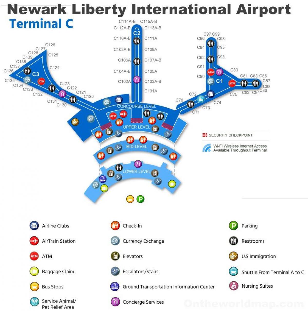 mapa de EWR terminal c