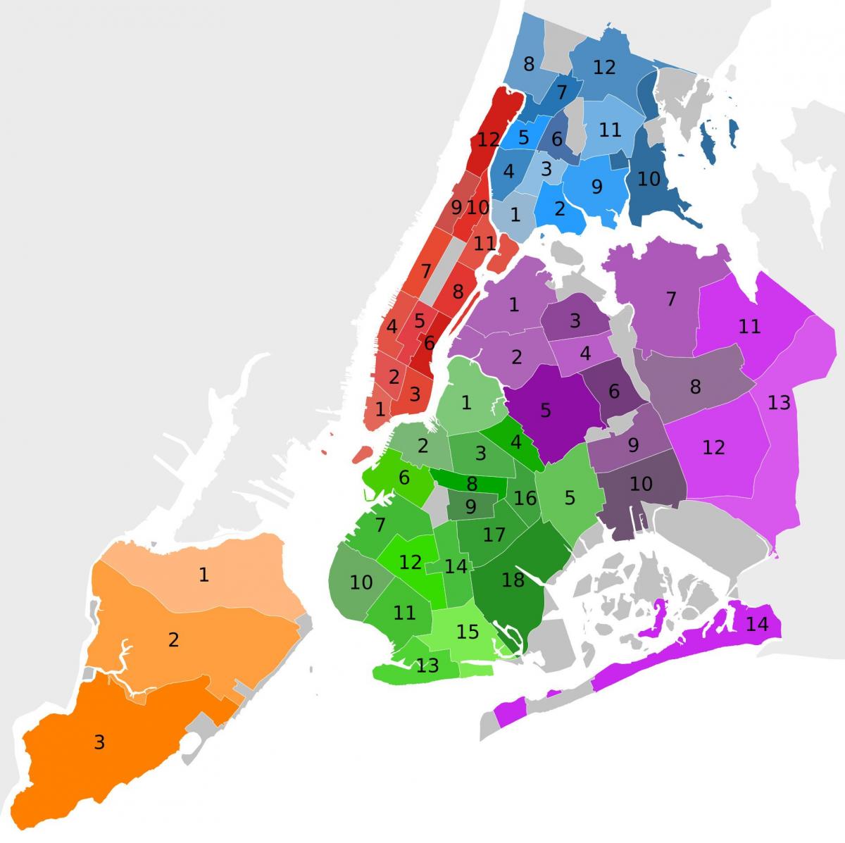 Nueva York distritos mapa