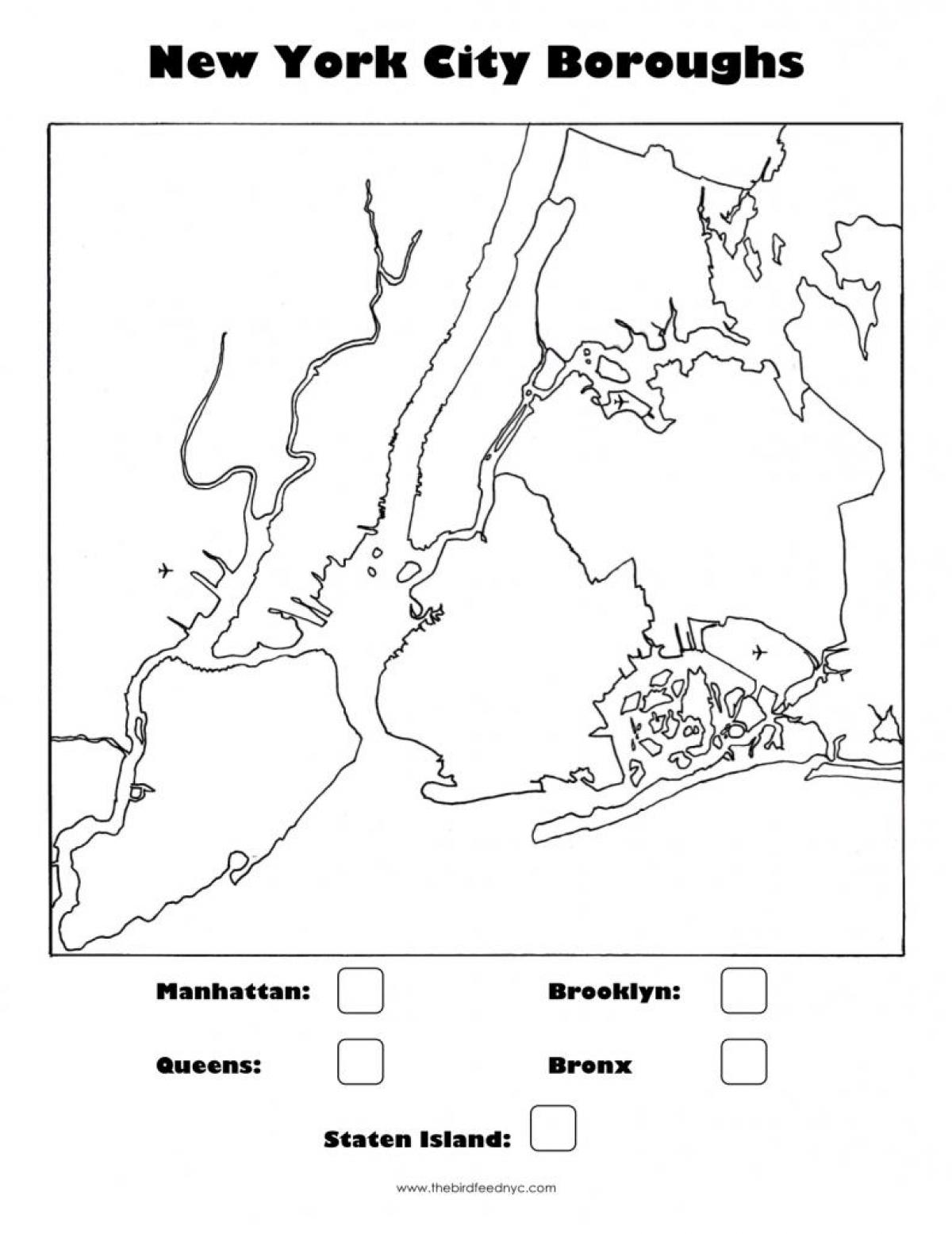 mapa en blanco de la Ciudad de Nueva York