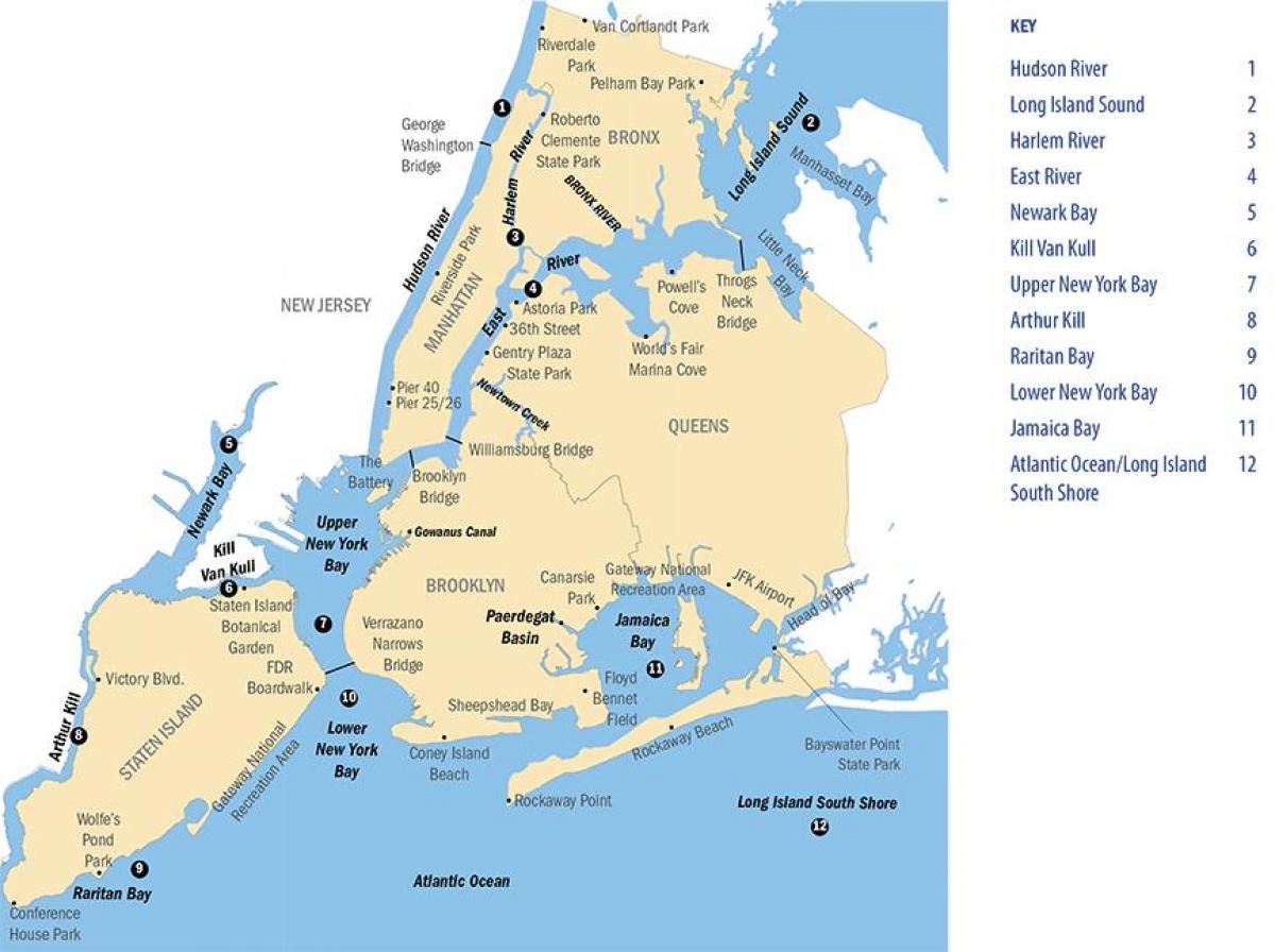 La Ciudad de nueva York del río mapa