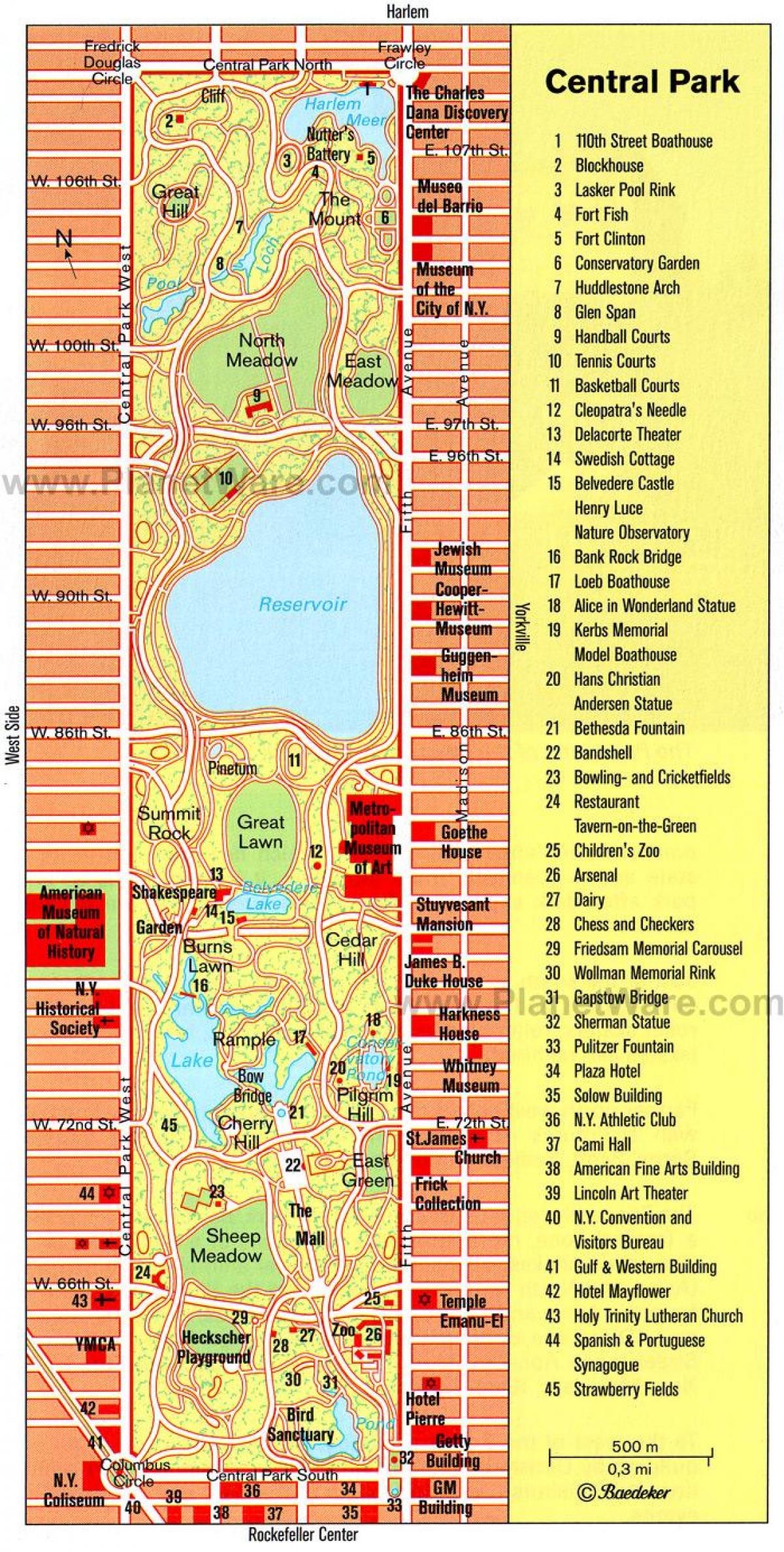 Mapa de central park en nueva york, Imprimible mapa de central park de