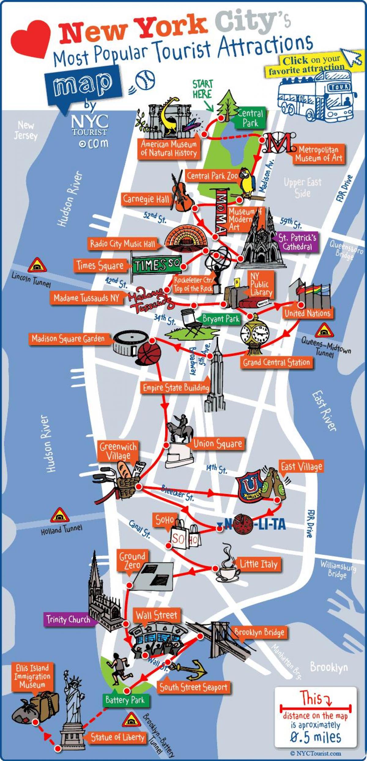mapa turístico de nueva york