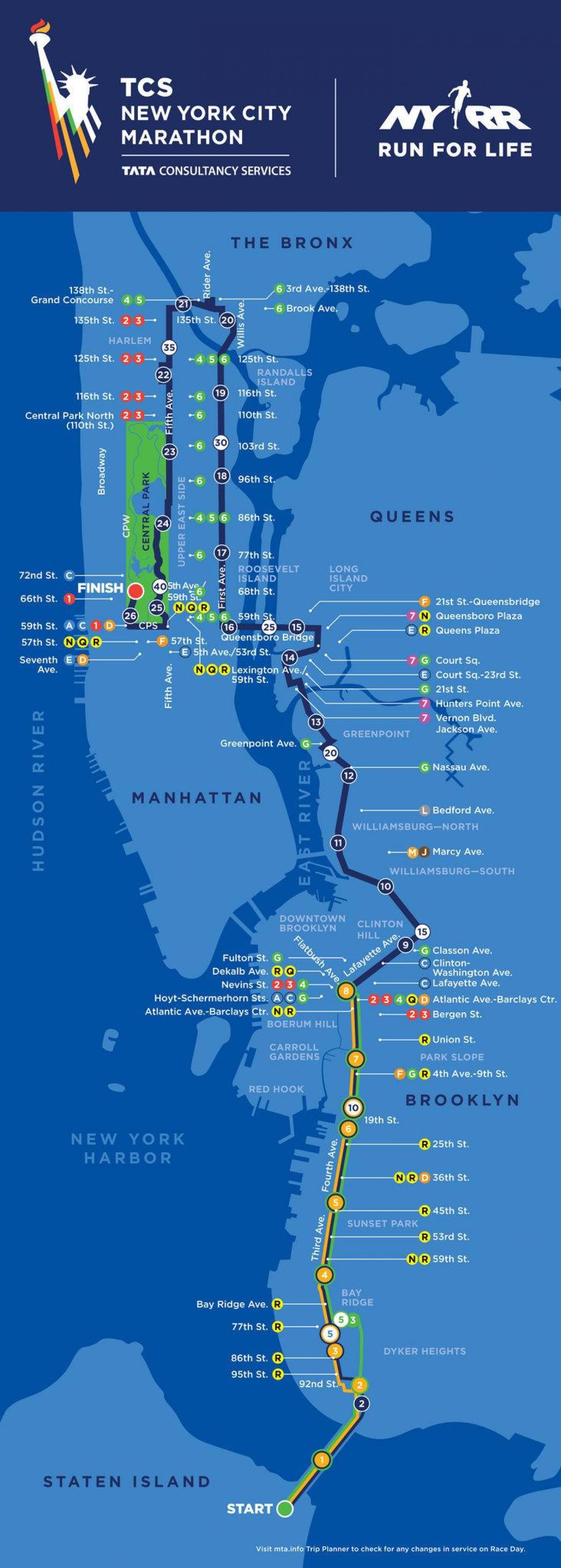 Maratón de nueva york mapa maratón de Nueva York mapa (Nueva York