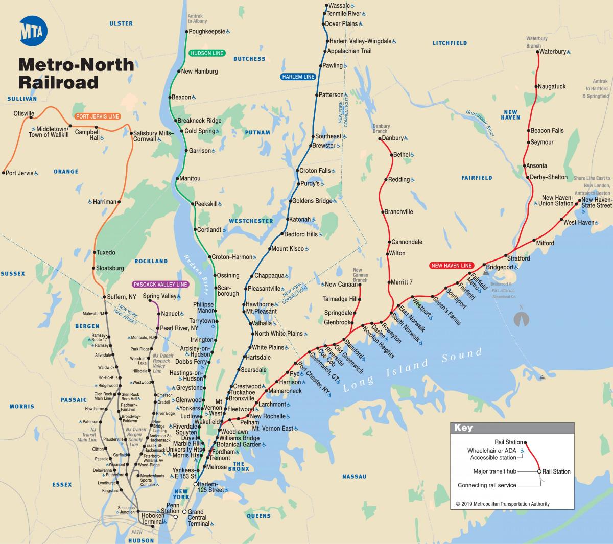 Metro de nueva York al norte del mapa