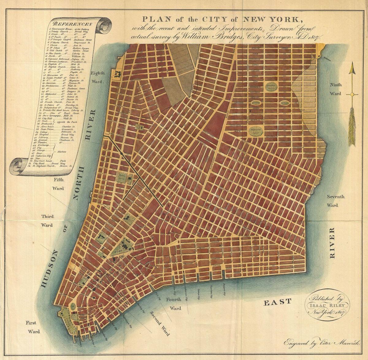 mapa de la Ciudad de Nueva York 1800