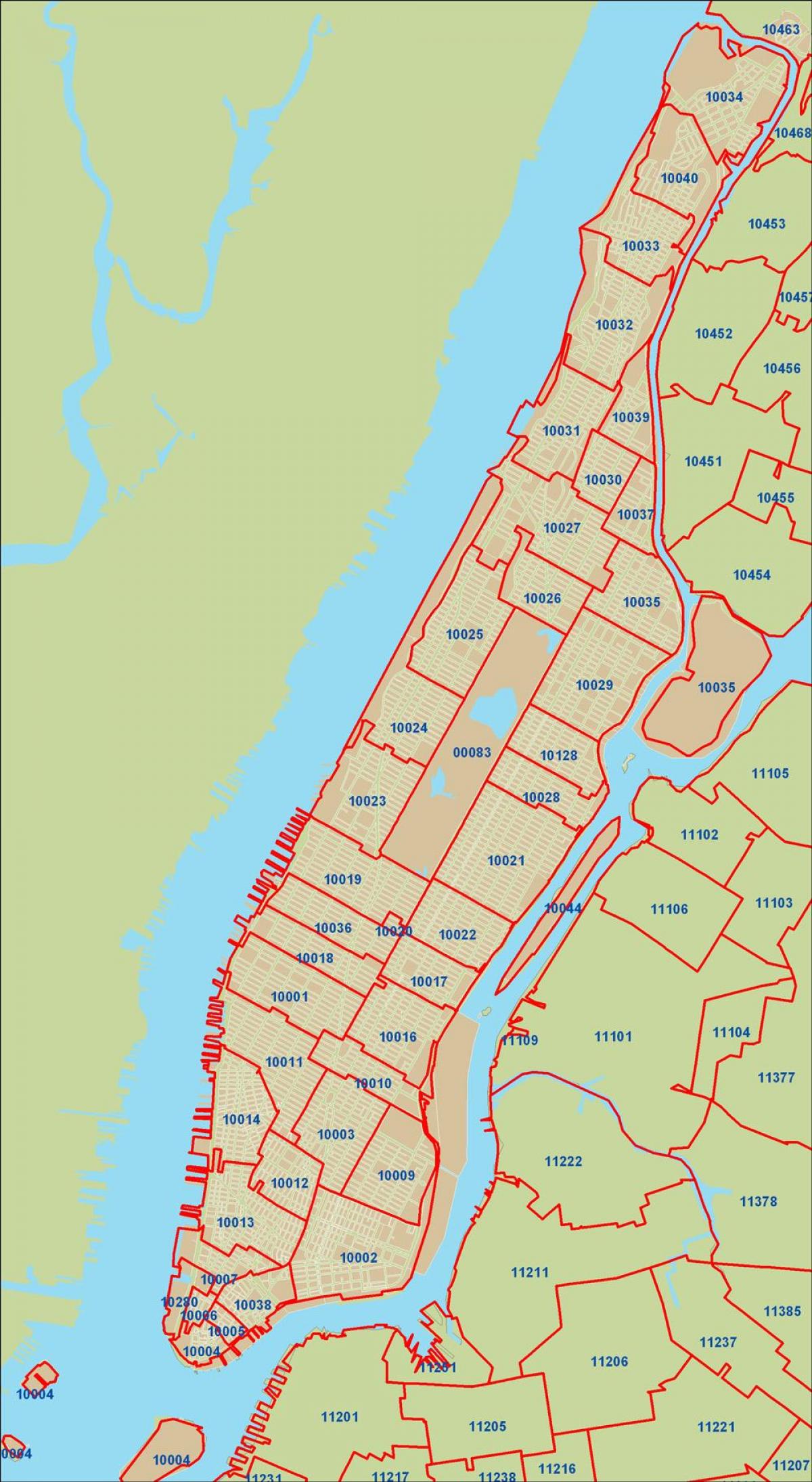 mapa de la ciudad de nueva york código postal