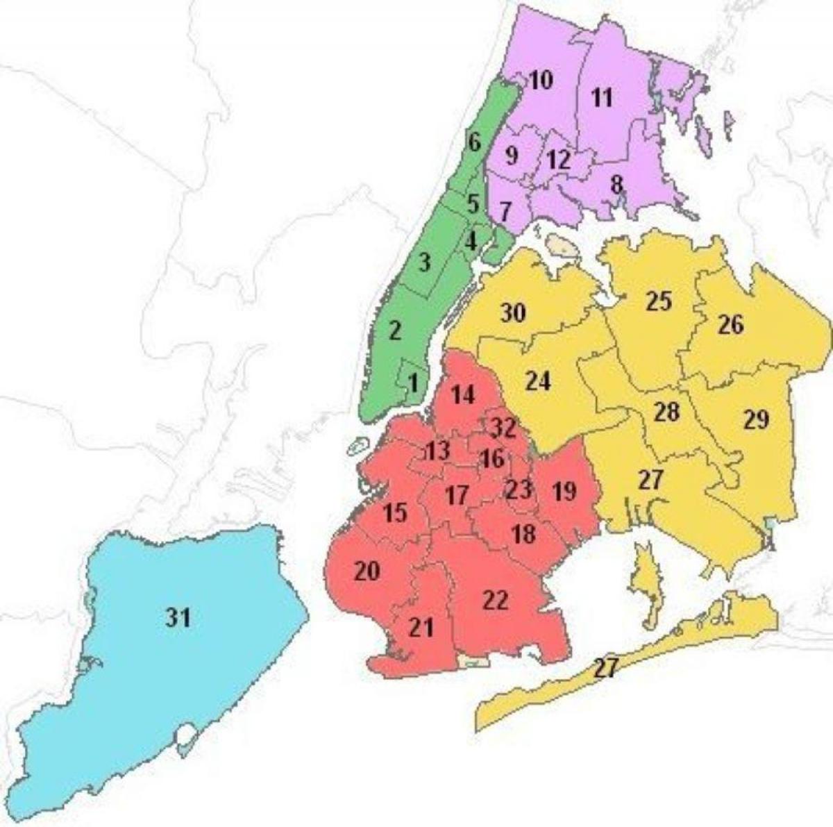 mapa de los distritos escolares de NYC
