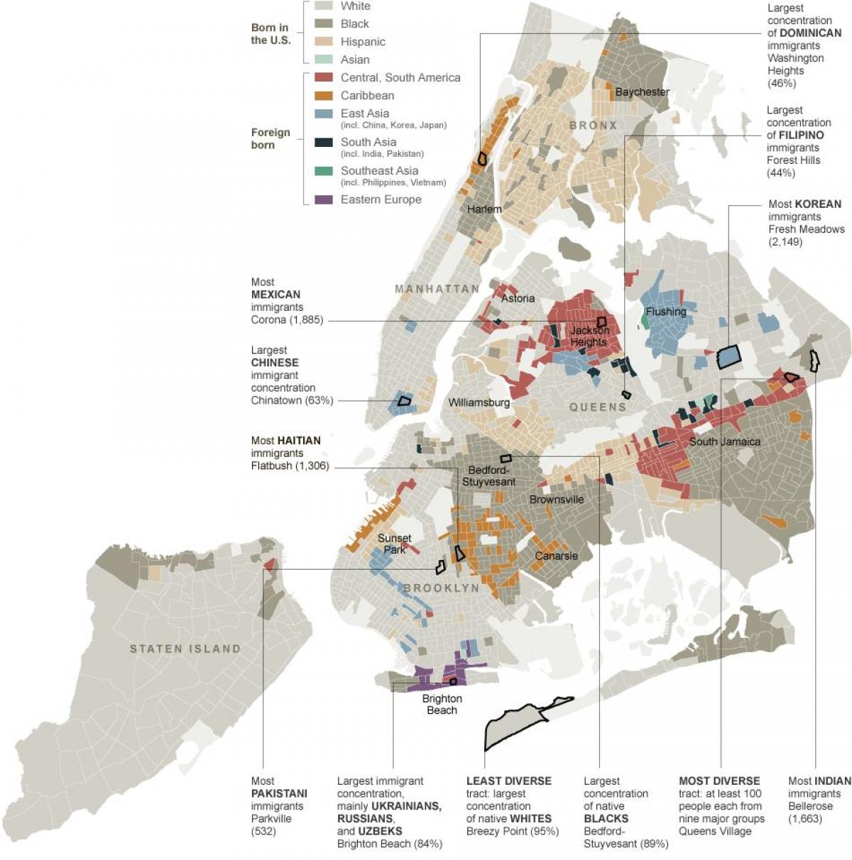 La Ciudad de nueva York etnia mapa