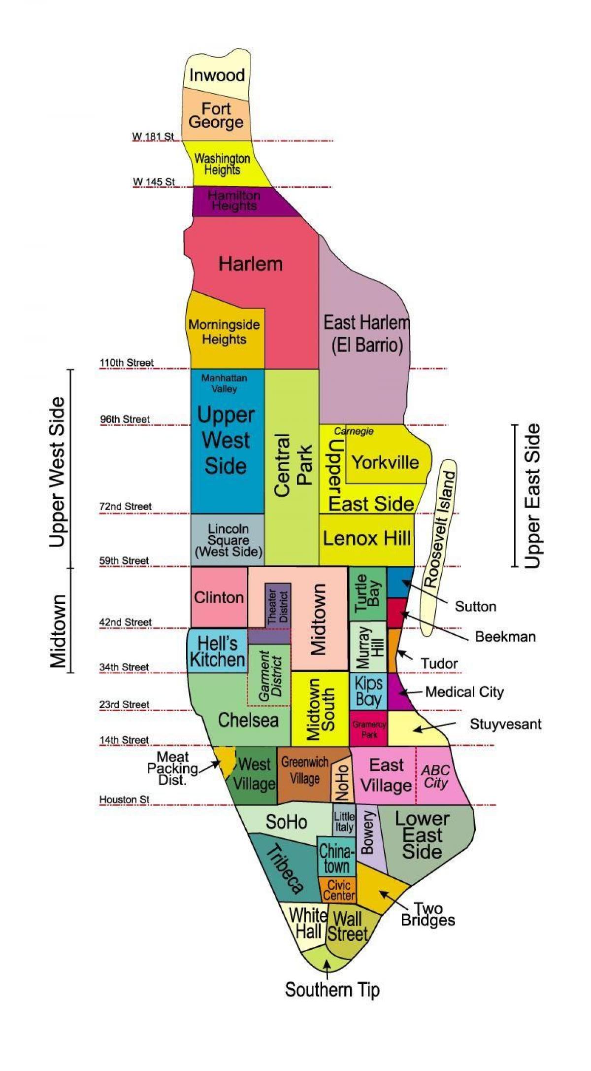 mapa de la ciudad con el barrio de nombres