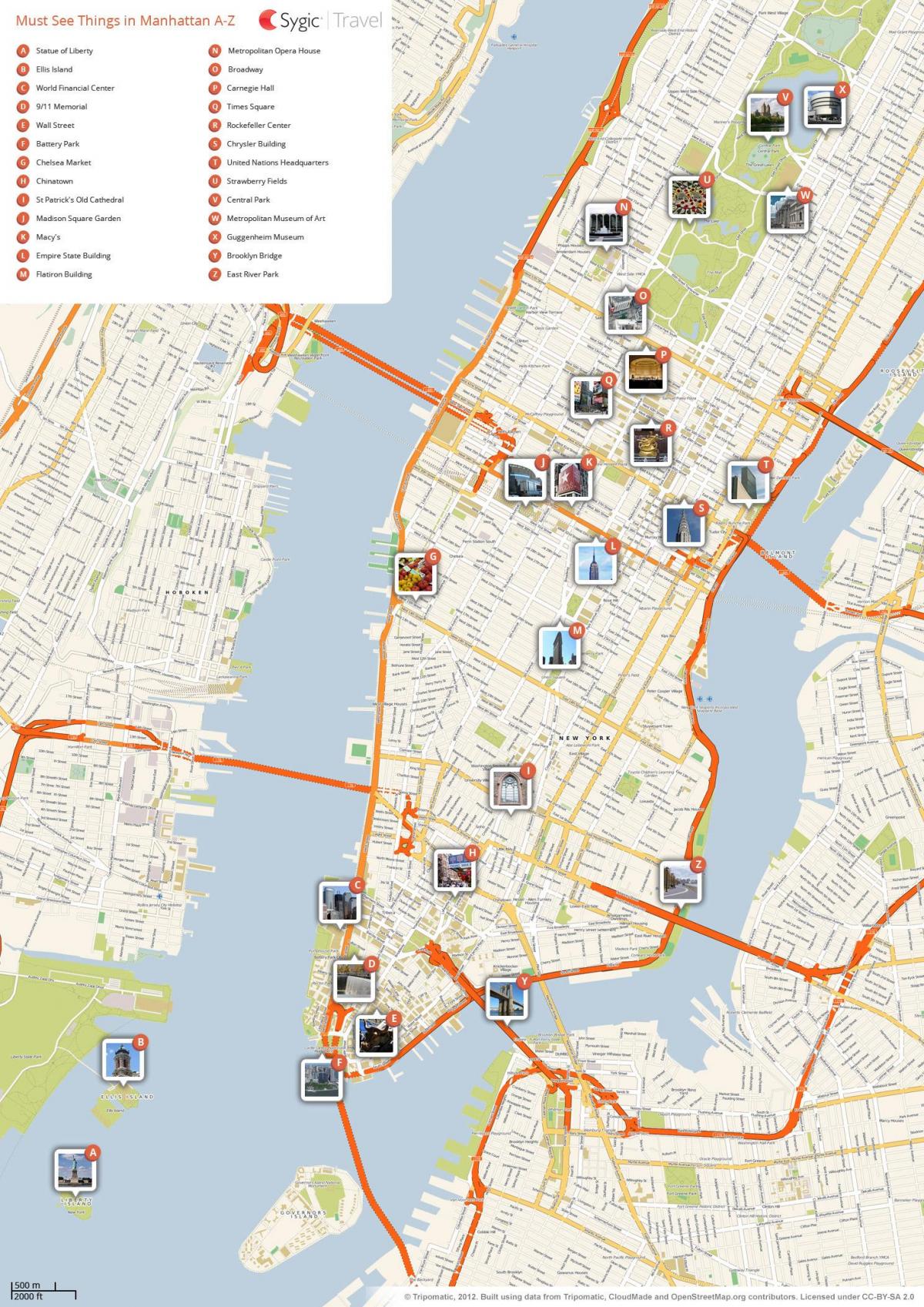 La Ciudad de nueva York atracciones turísticas mapa