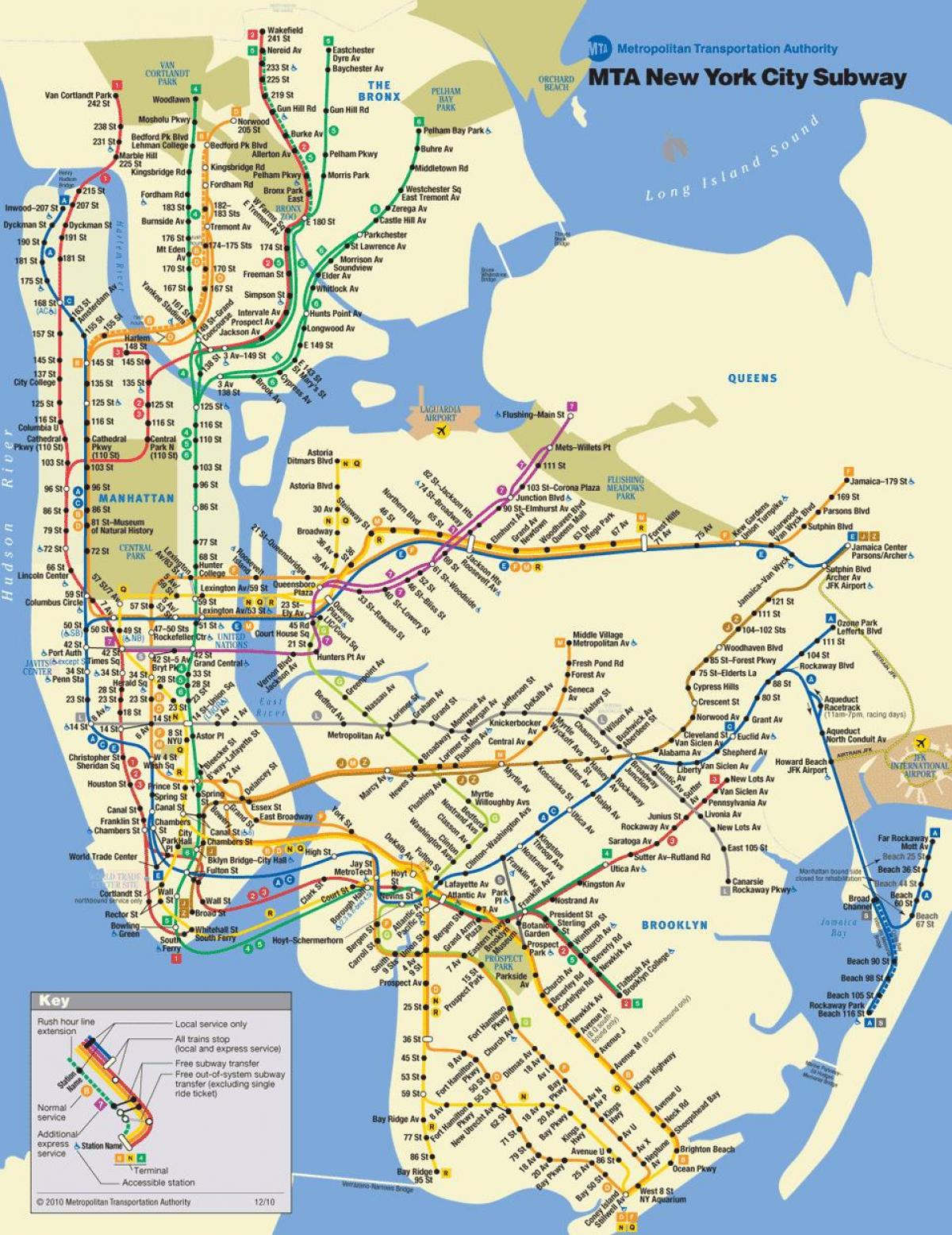 NYC MTA subway map Mapa de NYC subway de la MTA (Nueva York estados
