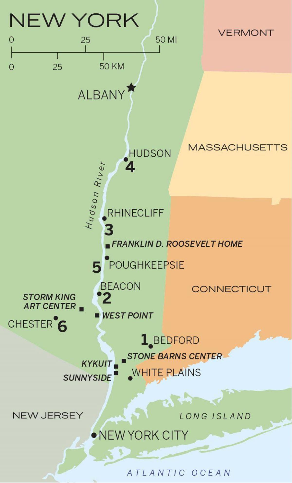 río hudson mapa de NYC