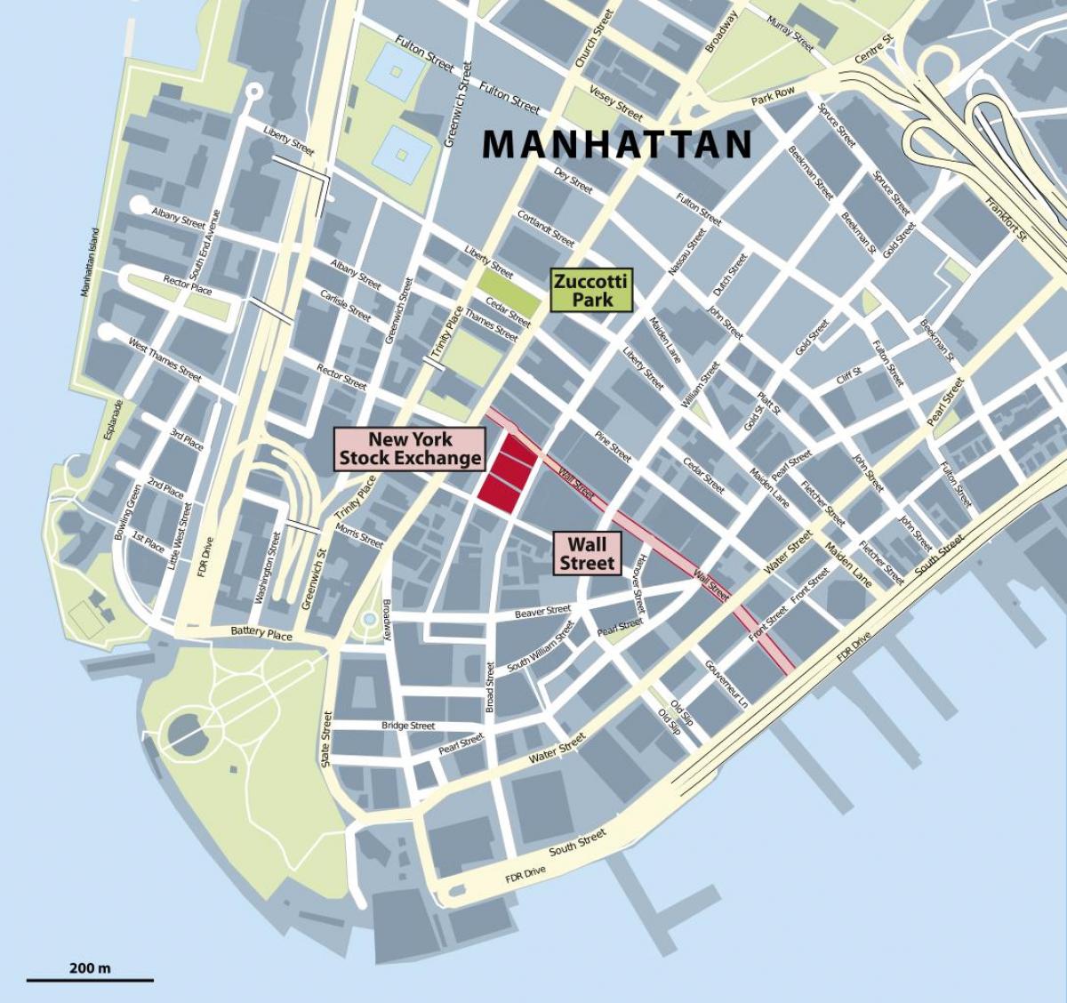 wall street de Nueva York mapa