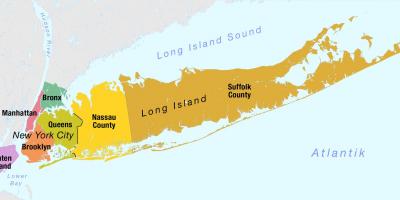 Mapa de la Ciudad de Nueva York, incluyendo long island