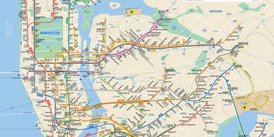 Nueva York, calle, mapa con las estaciones de metro