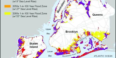 Aumento del nivel del mar mapa de Nueva York